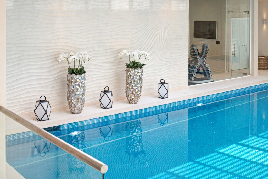 Close up of indoor swimming pool design by Hill House Interiors