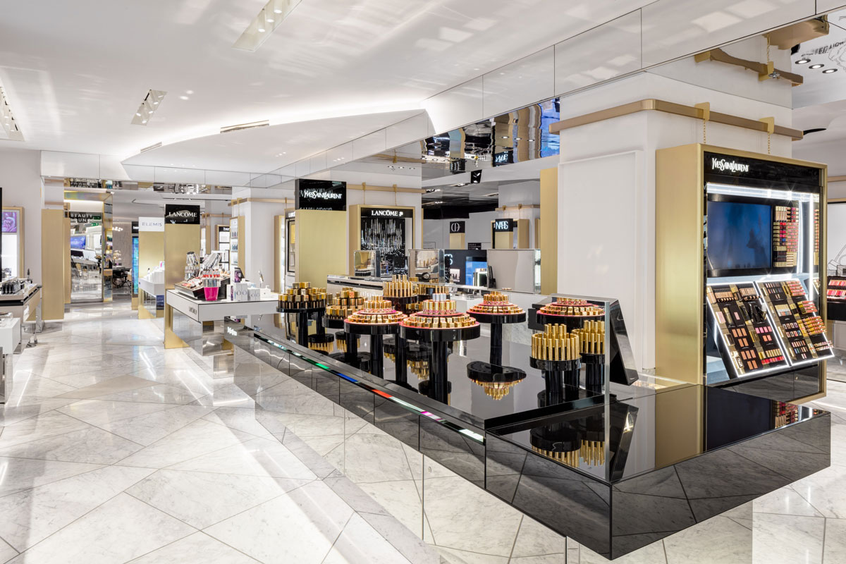 Retail interior design for beauty section in Harvey Nichols department store in Knightsbridge