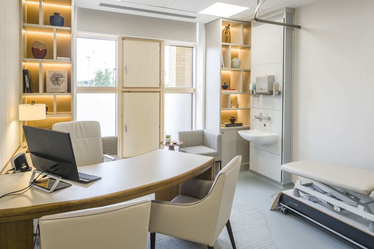 Healthcare and wellness clinic, private consultation room interior design by Goddard Littlefair for One Stop Doctors