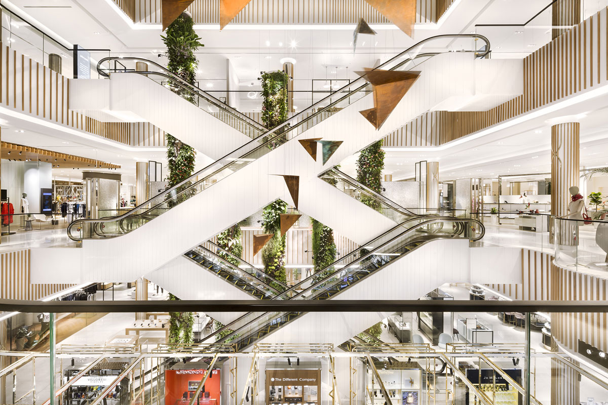 Escalators in multi-storey department store, Robinsons