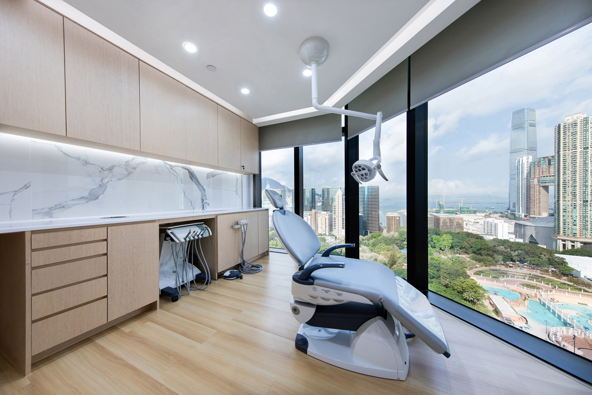 Healthcare design by GWP Architects with treatment room of the V Line Cosmetic Centre in Hong Kong