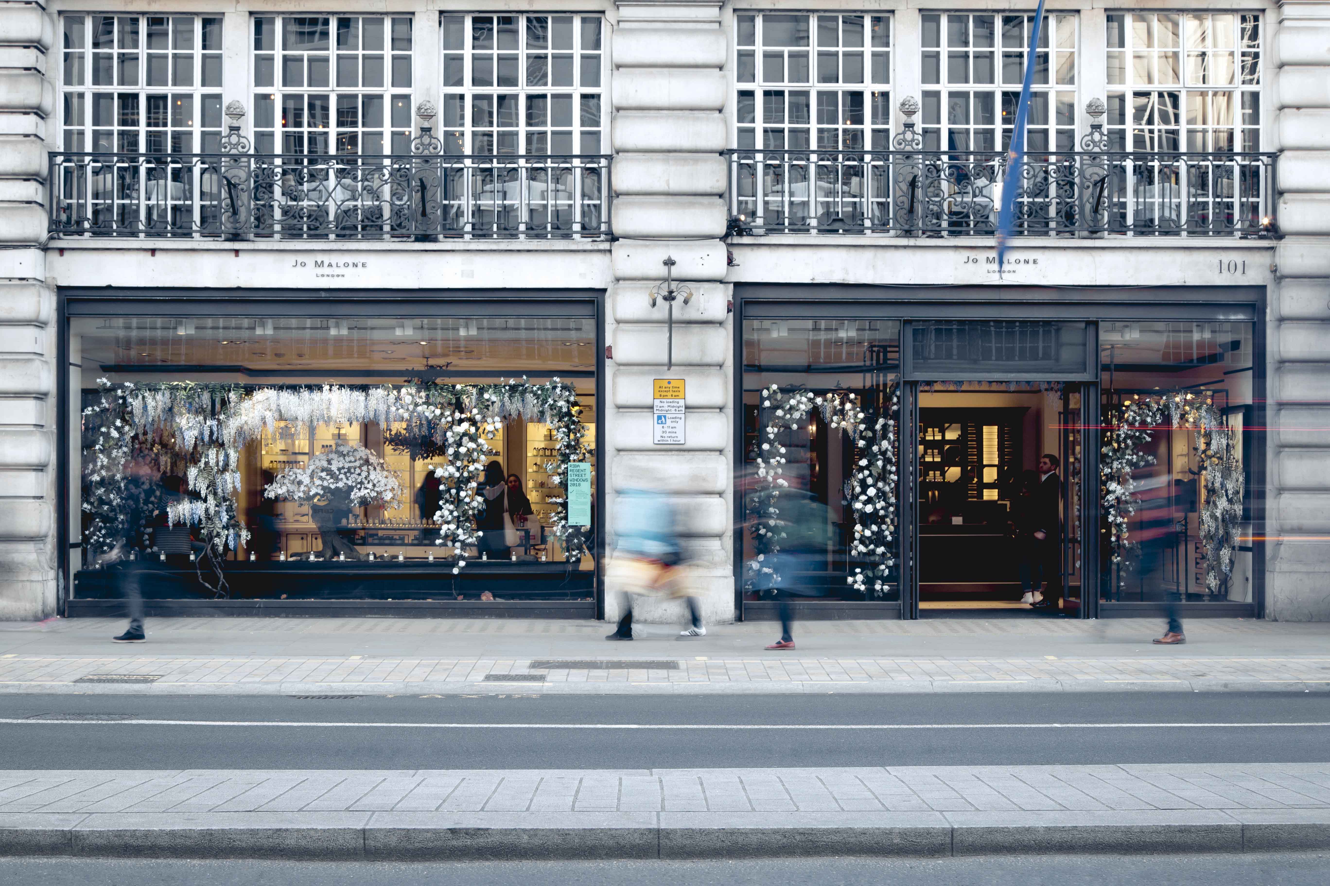 Jo Malone London interior design for visual merchandising of shop window display