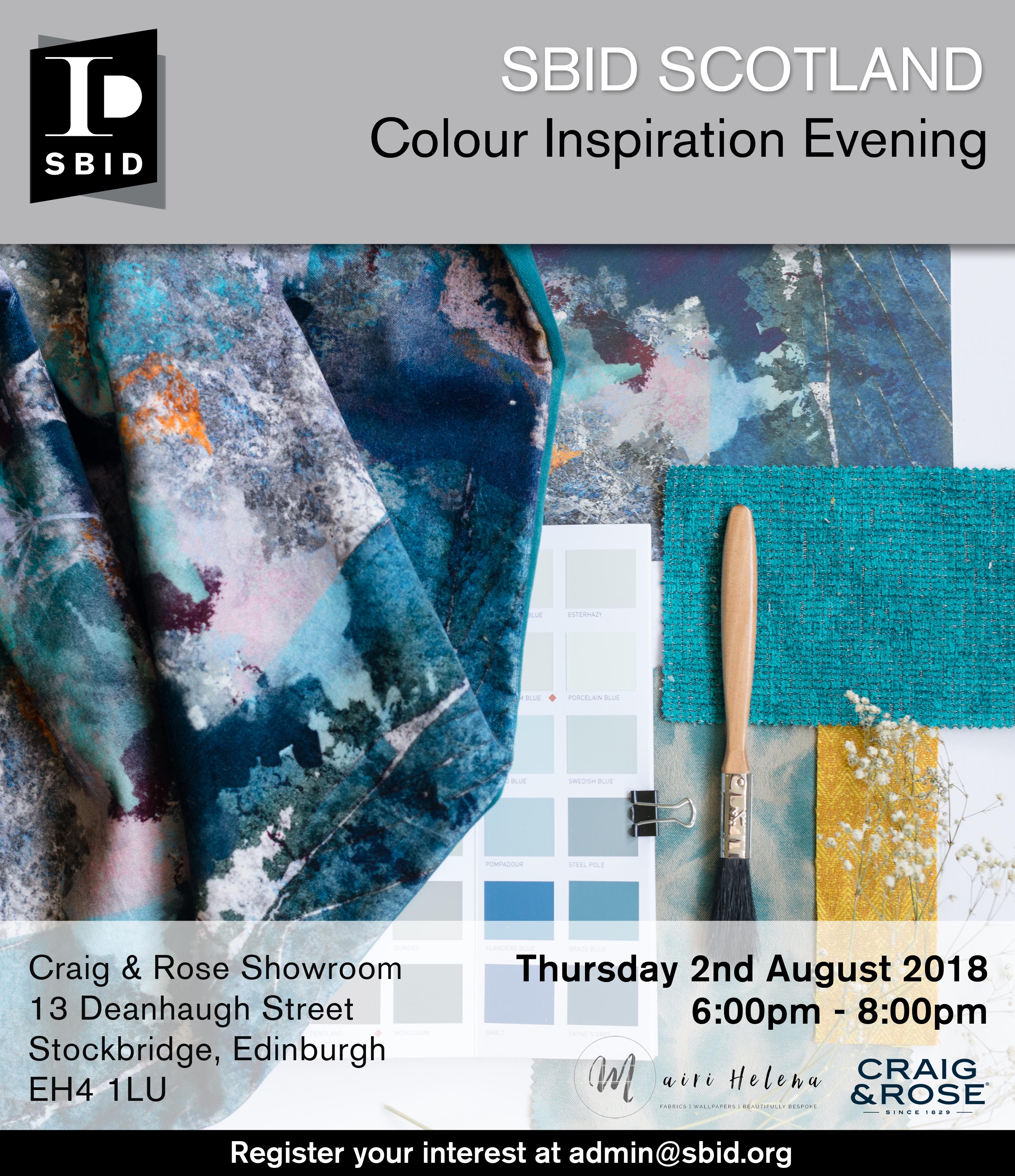 SBID Scotland interior design events invitation for Colour Inspiration Evening