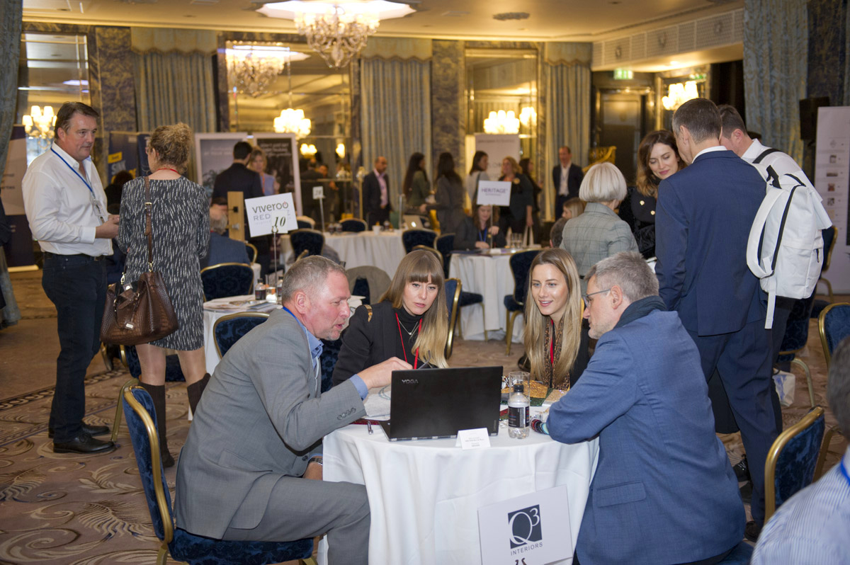 SBID Meet the Buyer event image of face to face networking with suppliers and designers