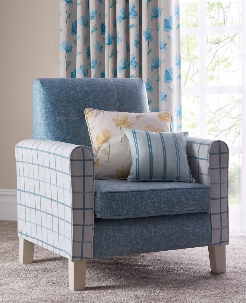 Bespoke fabric design blog by Bespoke by Evans featuring Evans Textiles bedroom scheme armchair detail
