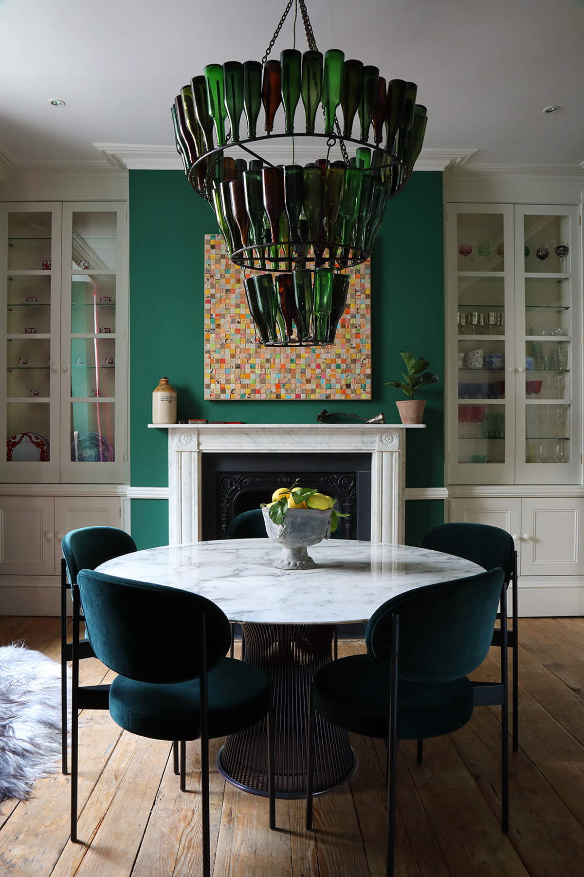Interior designer, Ana Engelhorn project image of dining room interior with fireplace