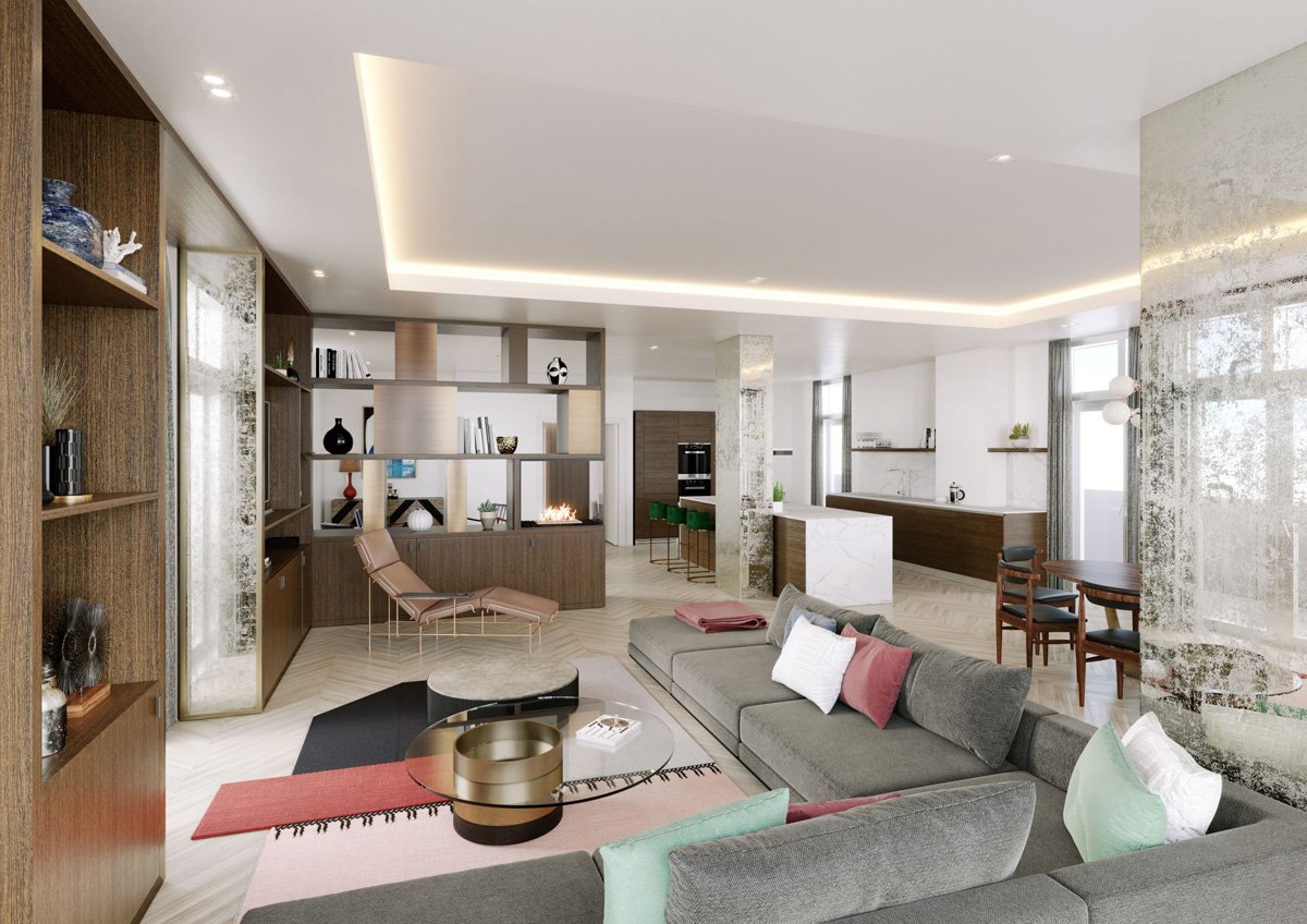 residential CGI, Cool, Art Deco Inspired Penthouse for East London Tech City
