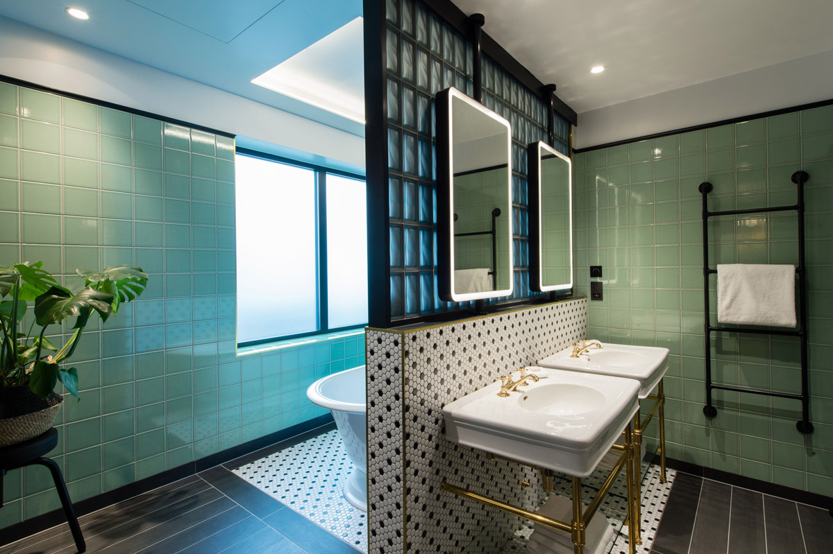Interior design by Dexter Moren for Clayton Hotel guest bathroom
