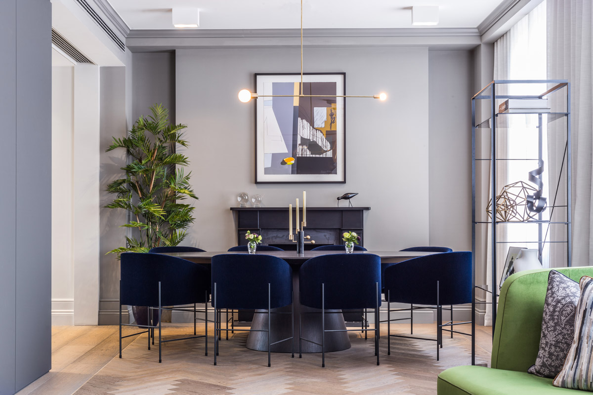 Interior design by Rigby & Rigby for dining room of city apartment