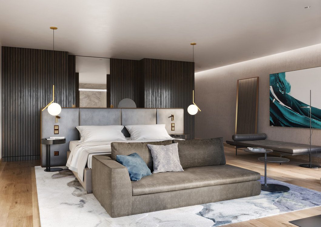 Interior design by Dexter Moren for Westin Hotel bedroom