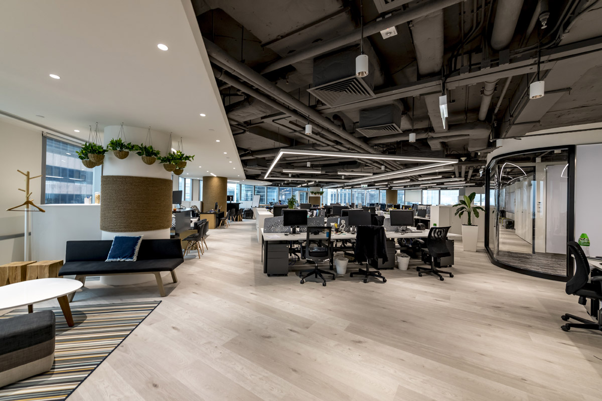 open plan office encourage interaction, Open Plan Office Designed to Encourage Workplace Interaction