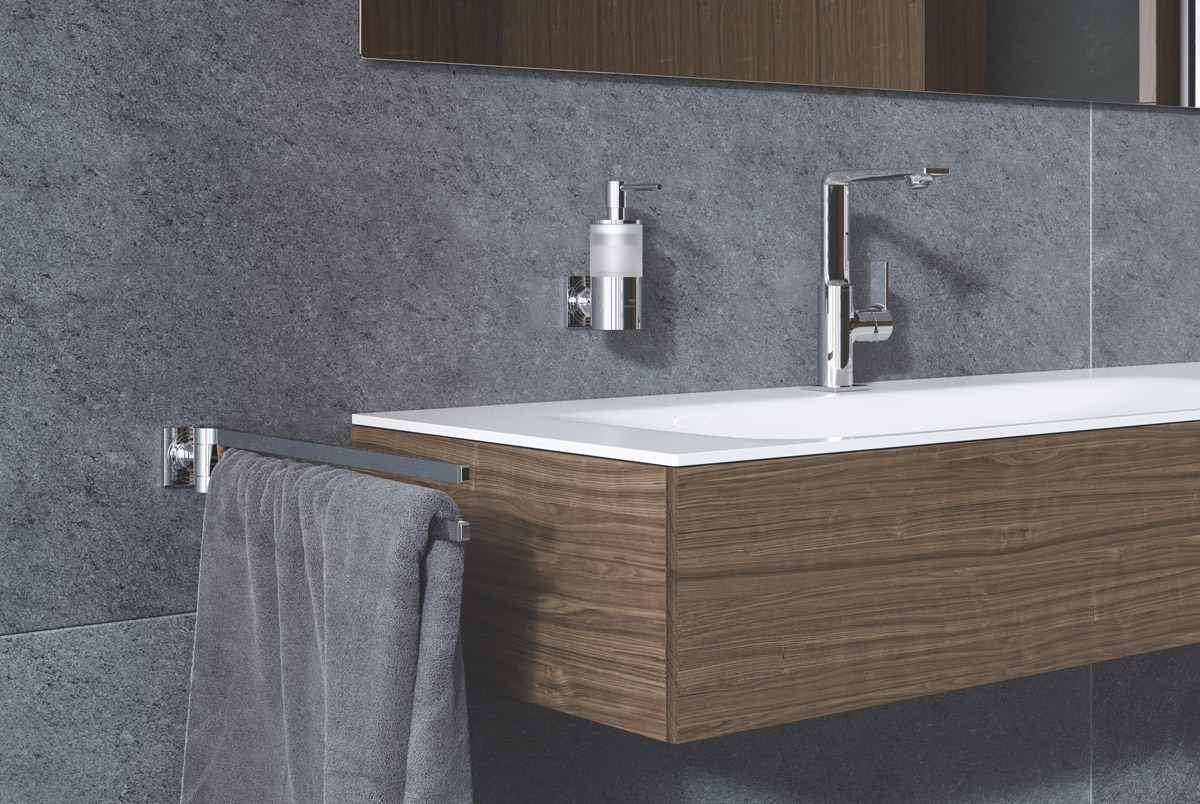 porcelain tiles interior design, GROHE’s Bathroom Accessories Create a Luxurious Shower Experience