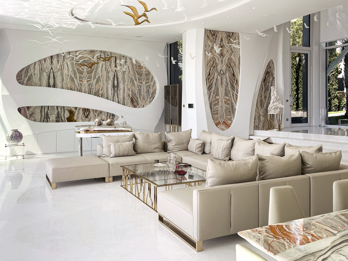 luxurious villa's interior, French Riviera Inspired Villa Blurs Boundaries Between Indoors and Outdoors
