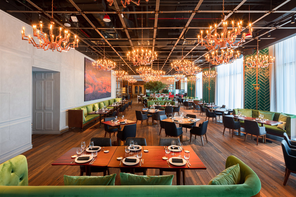 restaurant design, A Contemporary Steakhouse Tantalizes All the Senses