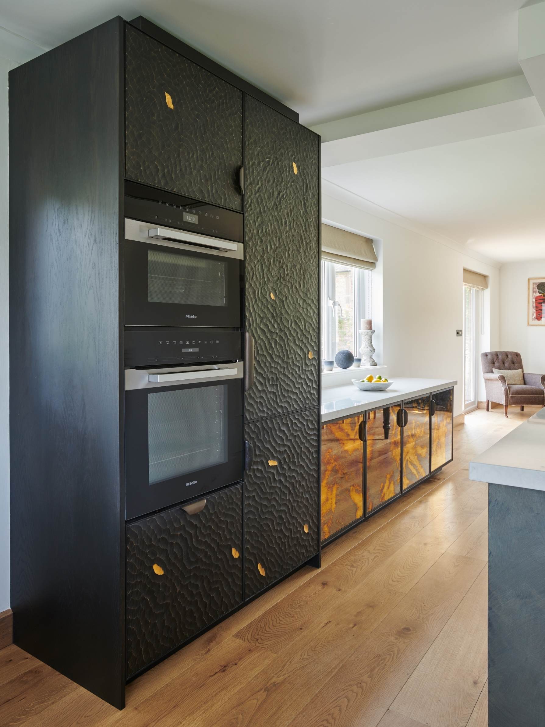 eclectic kitchen, A Dated Room Redesigned Into a Sociable Space for Serious Cooking