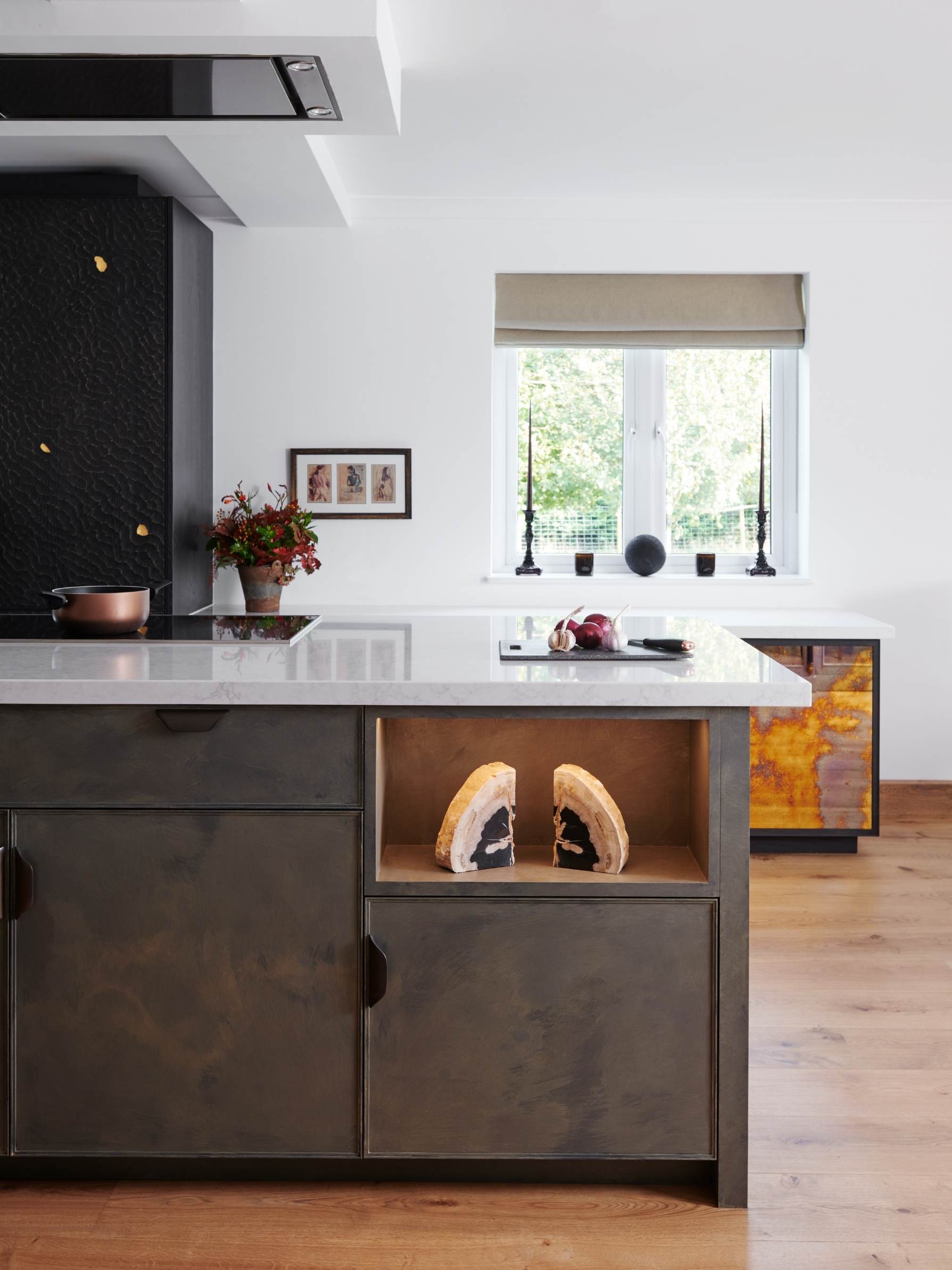 eclectic kitchen, A Dated Room Redesigned Into a Sociable Space for Serious Cooking