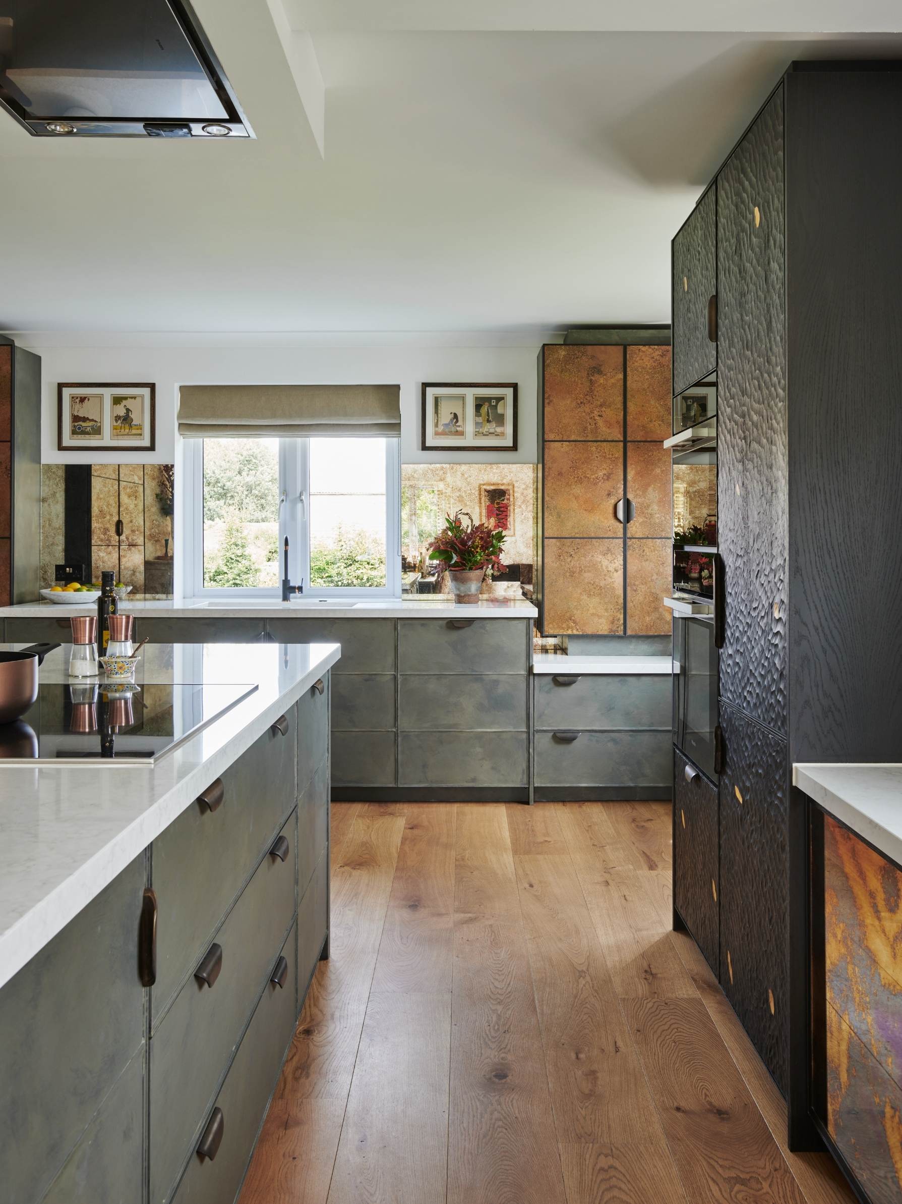 eclectic kitchen, A Dated Room Redesigned Into a Sociable Space for Serious Cooking