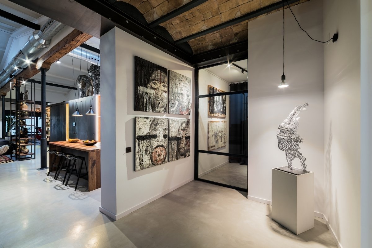 industrial house, Residential House Transforms into a Personal Art Gallery