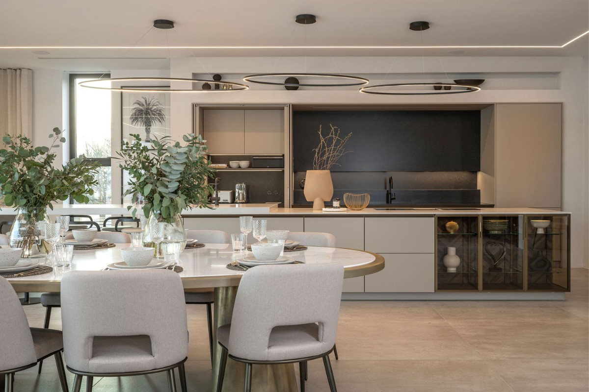 open plan kitchen, A Kitchen Design Encapsulates the Calmness of Living by the Sea