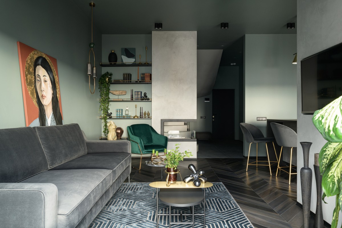 dark apartment, Stylish and Gloomy Apartment Designed for an Unusual Client