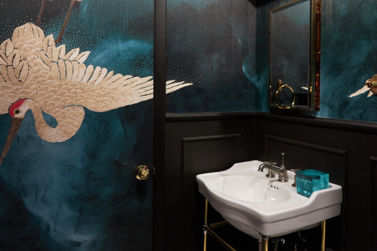 A Dark and Chic Bathroom Designed for an Industrial Loft