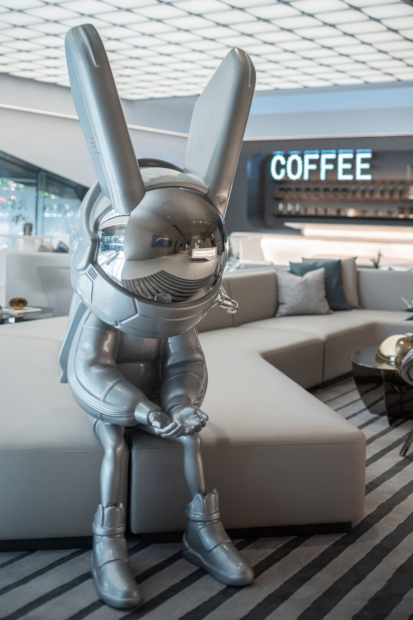 futuristic, KLID Design a Playfully Futuristic Cafe Design