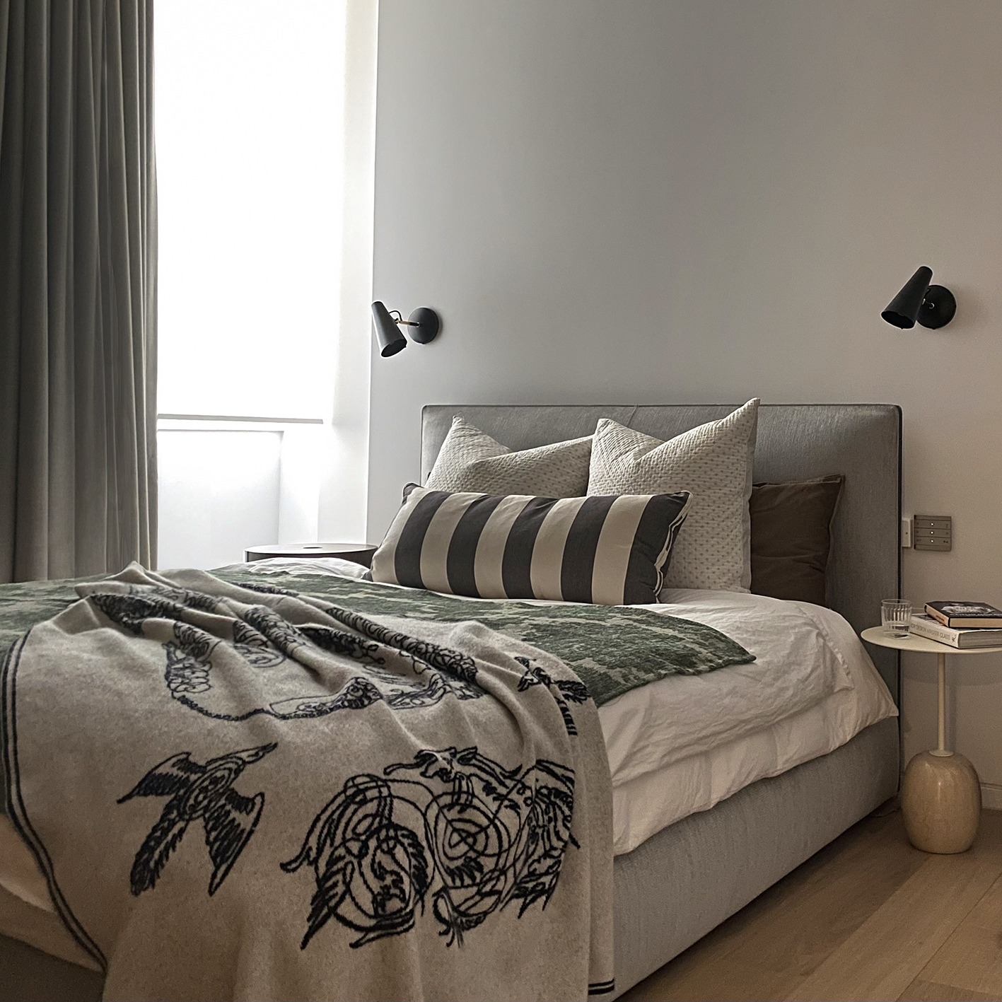 modern bedroom vignette